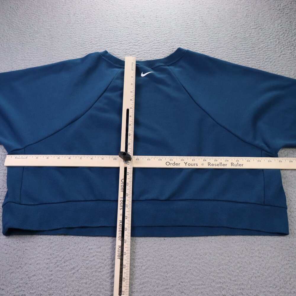 Nike Dry Cropped Sweatshirt Womens 2X Plus Blue LS Logo Center Swoosh DRI FIT - Picture 7 of 9